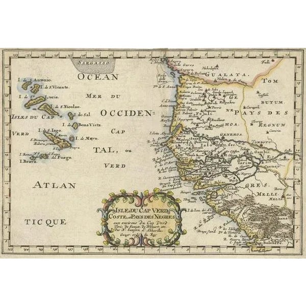 Antique Map of the Coast of Africa and the Cape Verde Islands, 1680 For Sale - Image 3 of 5