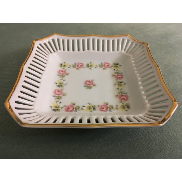 Early 20th Century Antique Schumann Bavaria Rosebud Patterned Bon-Bon Plate For Sale - Image 5 of 11