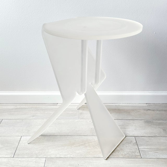 Transparent Late 20th Century Postmodern Frosted Lucite Side or Drinks Table For Sale - Image 8 of 12
