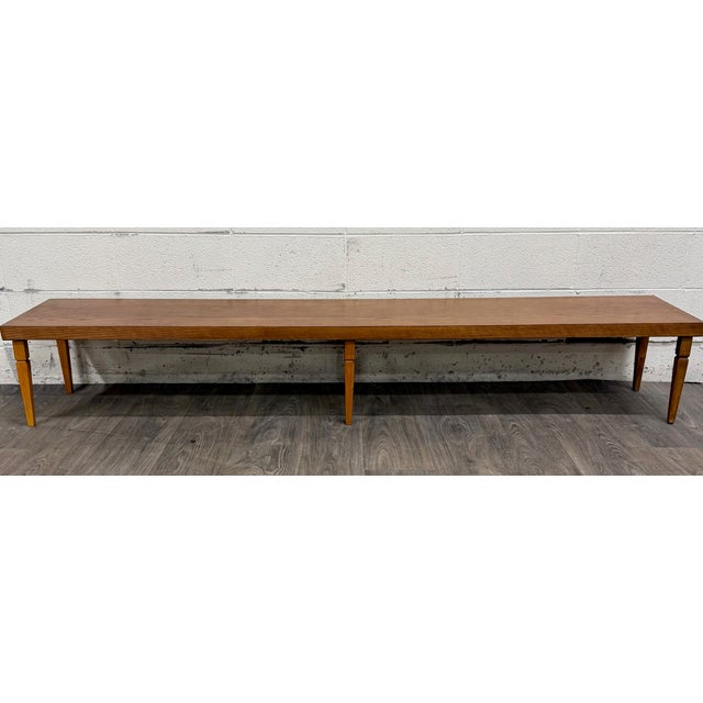 Vintage Mid Century Modern 84 Inch Solid Oak Bench For Sale In Kansas City - Image 6 of 12