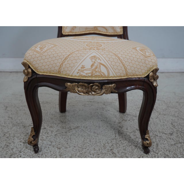 Pair Antique French Victorian Upholstered Parlor Chairs For Sale In Philadelphia - Image 6 of 12