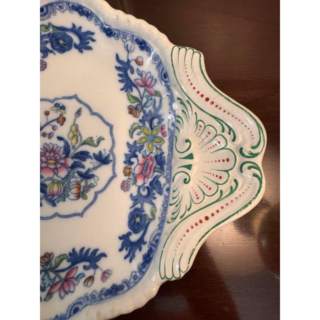 Antique Copeland Spode Shell Serving Dish in Blue and White for London Heal & Son For Sale In Raleigh - Image 6 of 9