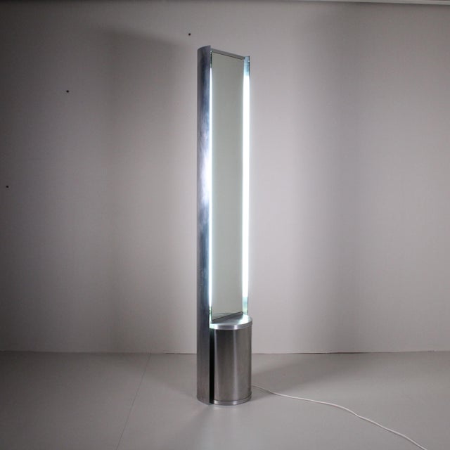 Italian Modern Steel Backlit Ground Mirror For Sale - Image 6 of 12