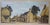 Framed watercolor painting titled Backdrop - English Village “Crime at Blossoms”, signed or initialed L.E.R. at the lower...
