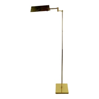 Mid-Century Modern Adjustable Pharmacy Brass Floor Lamp For Sale