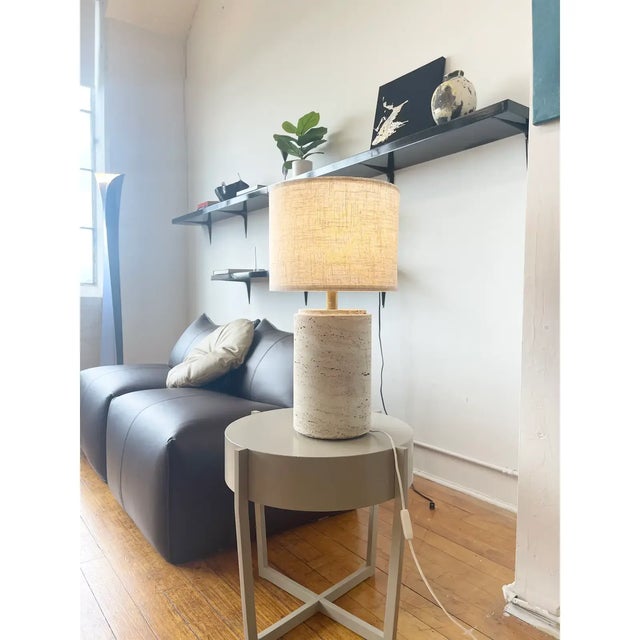 Pair (2) of vintage Italian travertine table or floor lamps. Make a bold statement in your home with these massive vintage...