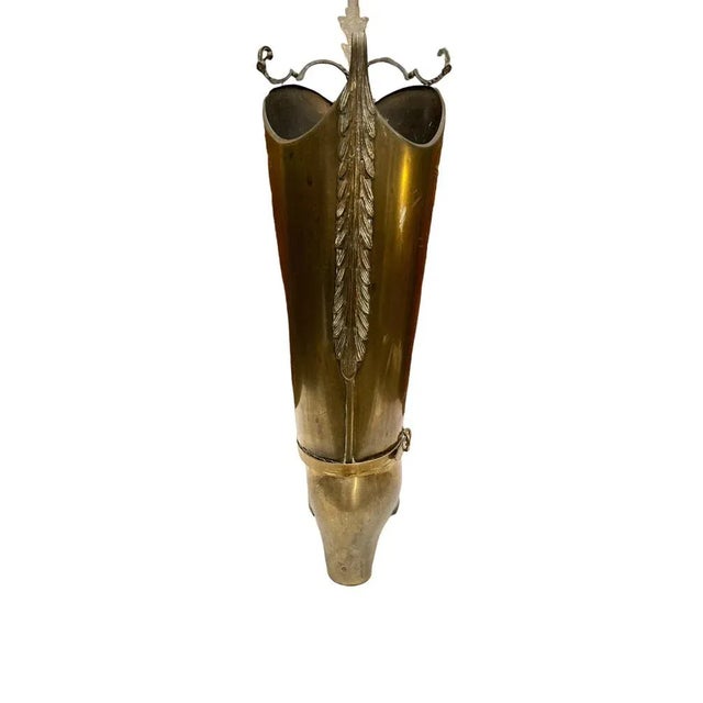 Mid-Century Modern Brass Boot-Shaped Umbrella Stand For Sale - Image 6 of 9