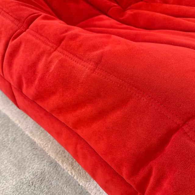 Michel Ducaroy for Ligne Roset Togo Armless Loveseat, Alcantara Goya Red For Sale - Image 11 of 12
