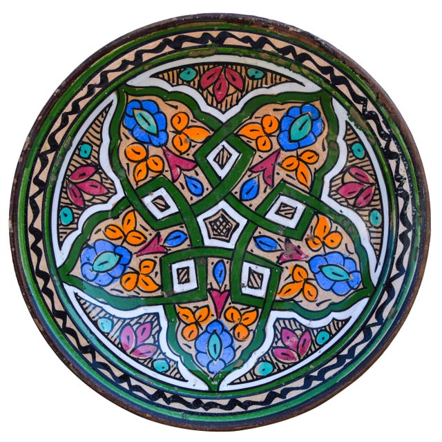 Handcrafted and glazed ceramic plate. Features an intricate hand-painted Moorish pattern in a traditional Andalusian color...