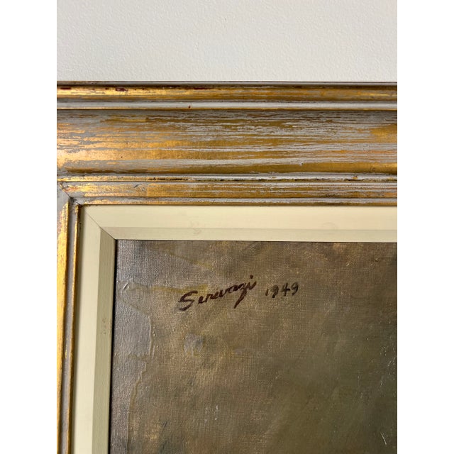 Albert B. Serwazi (American, 1905-1992) Sitting Female Portrait Oil on Canvas Painting, Framed For Sale - Image 10 of 12