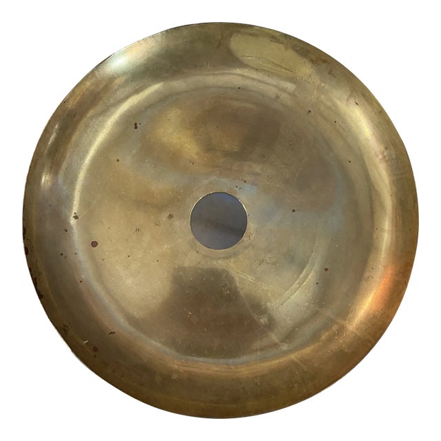 1970s Minimalist Brass Candle Holder For Sale