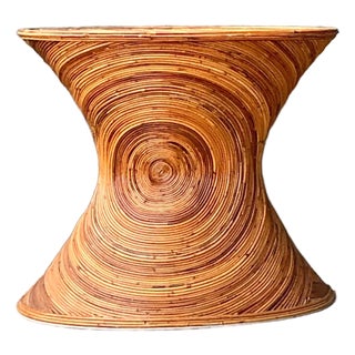 Vintage Pencil Reed Sunburst Dining Table Pedestal For Sale