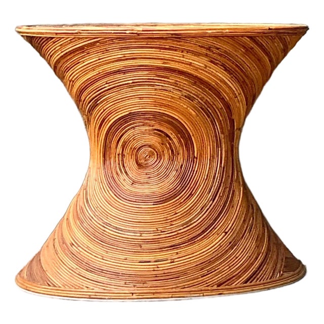 Vintage Pencil Reed Sunburst Dining Table Pedestal For Sale