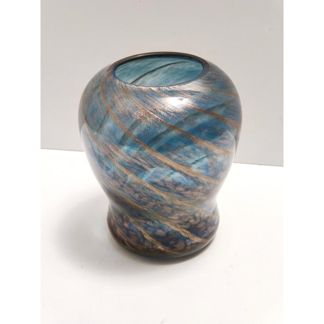 Vintage Blue Murano Glass Vase by Fratelli Toso, 1940s For Sale - Image 11 of 11
