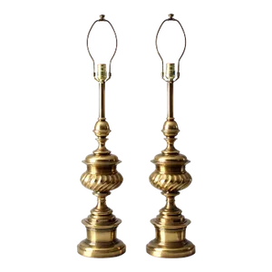 Vintage Brass Table Lamps Pair