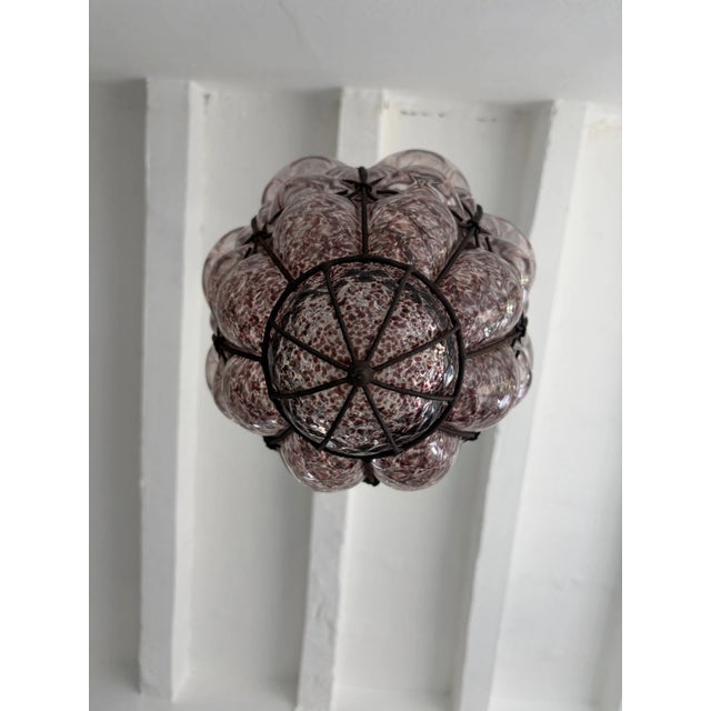 Mid-Century Modern 1950s 1 of 3 Big Mid-Century Seguso Murano Amethyst Blown Bubble Lantern Chandelier For Sale - Image 3 of 10