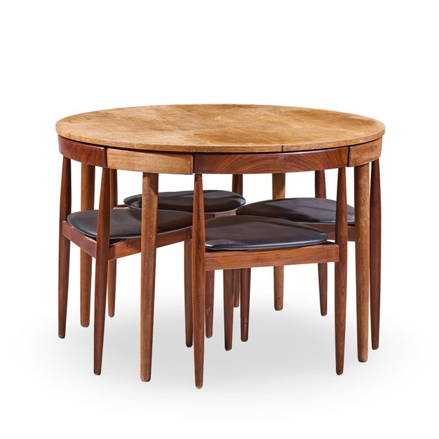 Mid-Century Modern Hans Olsen for Frem Rojle Mid Century Expanding Teak Dining Table With 4 Nesting Chairs For Sale - Image 3 of 16
