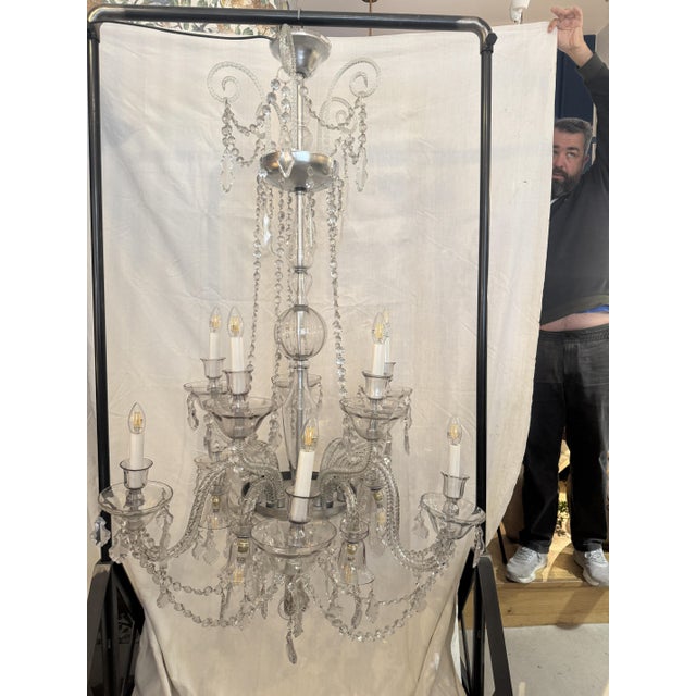 Glass Murano Chandelier with 15 Lights, 1920s For Sale - Image 7 of 8
