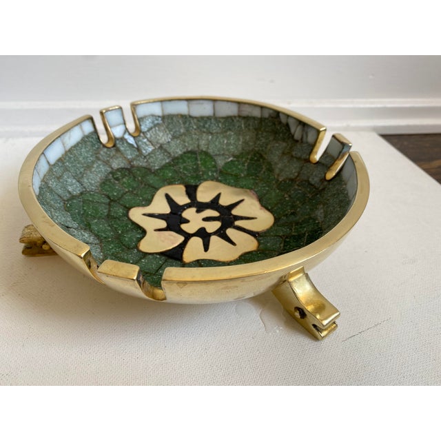 Mid 20th Century Salvador Teran Brass and Glass Tile Bowl For Sale In Los Angeles - Image 6 of 6