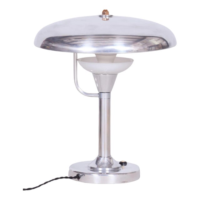 Bauhaus Table Lamp in Nickle-Plated Steel attributed to Franta Anýž, 1920s For Sale