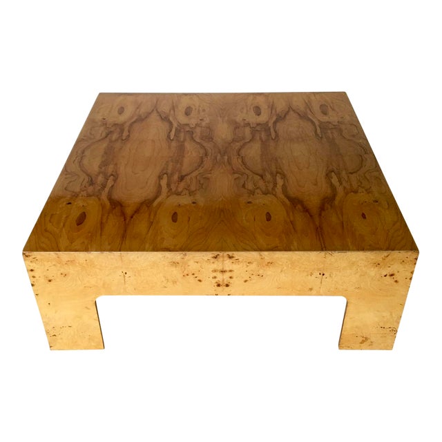 1970's Milo Baughman Style Burl Wood Coffee Table | Chairish
