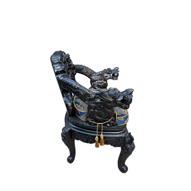 Late 20th Century Pair of Vintage Asian Dragon Armchairs Made in Ishizuka For Sale - Image 5 of 17