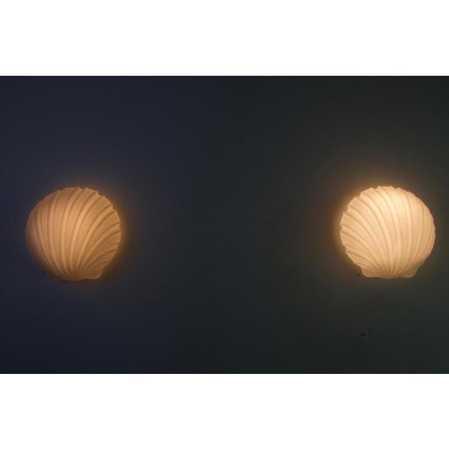 Metal Opaline Glass Shell Wall Lamps from Glashütte Limburg, 1960s, Germany, Set of 2 For Sale - Image 7 of 12