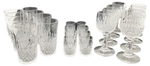 Vintage Crystal Glasses, Set of 24