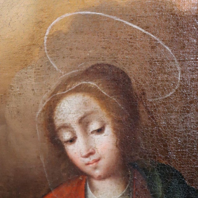 The Annunciation, 17th Century, Oil Painting on Canvas, Framed For Sale - Image 17 of 18