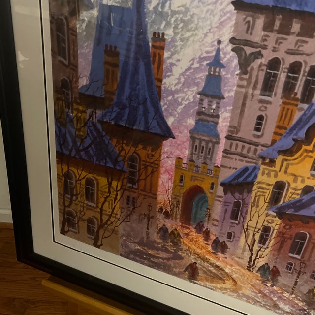 Red Seriagraph by Anatole Krasnyansky (American/Ukrainian B. 1930), Signed Framed Titled Old Prague For Sale - Image 8 of 12