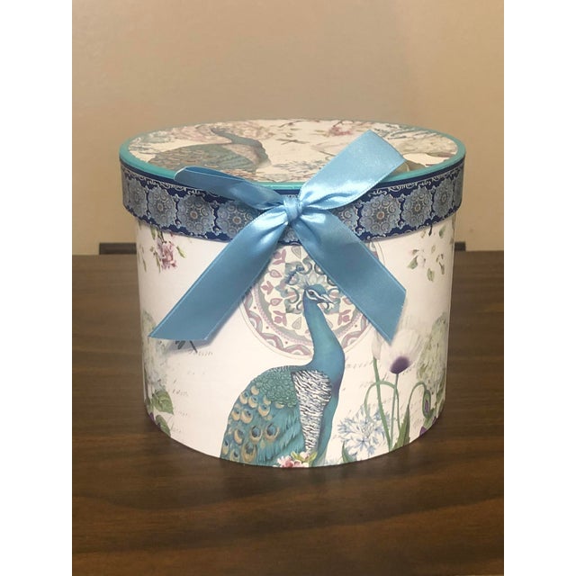 An exquisite Delton Products porcelain "Tea for One" set featuring a striking peacock and botanical motif set against...