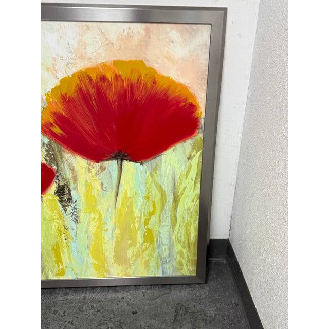 Orange Contemporary Poppies Landscape Painting, Signed For Sale - Image 8 of 11