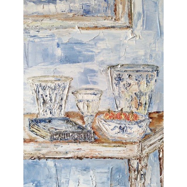 Ink Blue "The Staircase" Contemporary Original Post-Impressionist Style Interior Scene Oil Painting on Canvas For Sale - Image 8 of 9