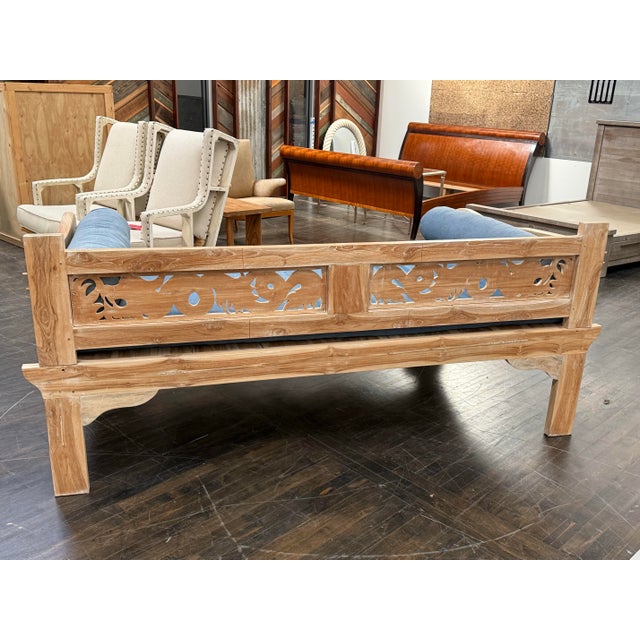Late 20th Century Hand-Carved Teak Daybed, Vintage For Sale - Image 5 of 12