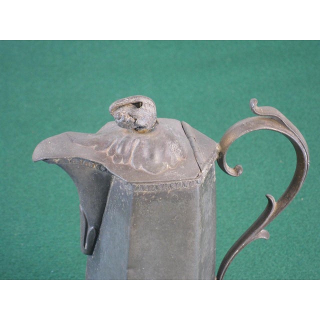 19th Century Syrup Jug W/ Lid or Creamer, American Pewter - Unmarked For Sale - Image 6 of 12