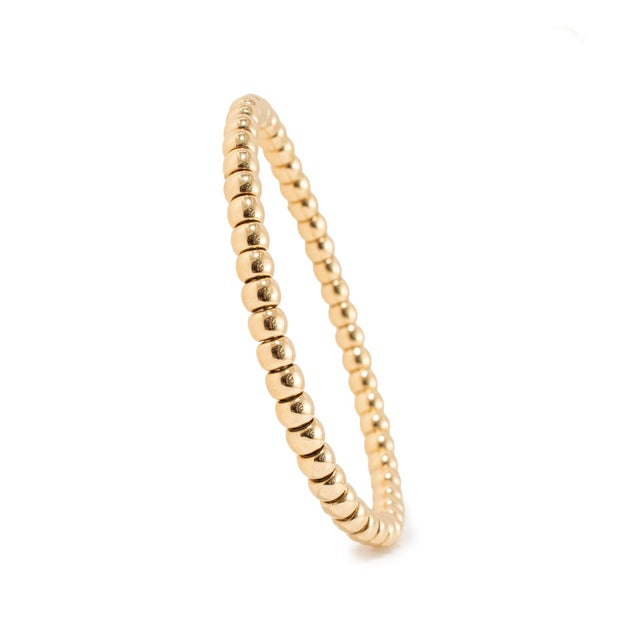 Ladies 14k Yellow Gold Flexible Beads Link Bracelet For Sale - Image 4 of 8