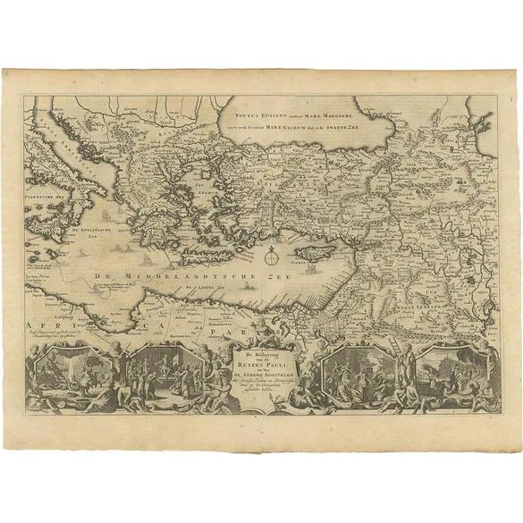 Antique Map of Eastern Mediterranean by D. Stoopendaal, 1710 For Sale