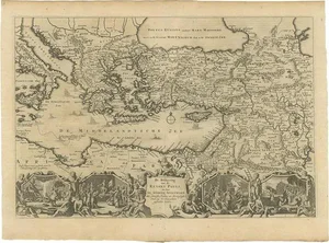 Antique Map of Eastern Mediterranean by D. Stoopendaal, 1710