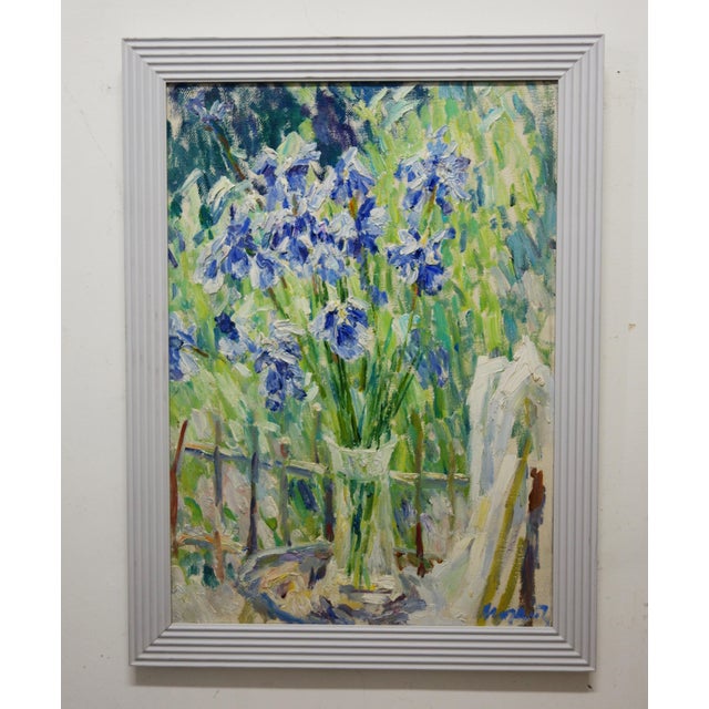 Georgij Moroz, Purple Iris, Oil on Canvas, 1995 For Sale - Image 3 of 6