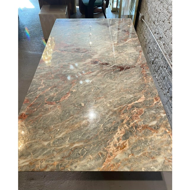 1980s Italian Fior Di Pesco Marble Postmodern Vintage Dining Table For Sale - Image 10 of 13