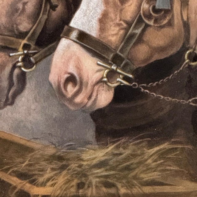 Antique Framed Limoges Porcelain by Camille Faure (1874-1956) 'Stablemates' For Sale - Image 12 of 16