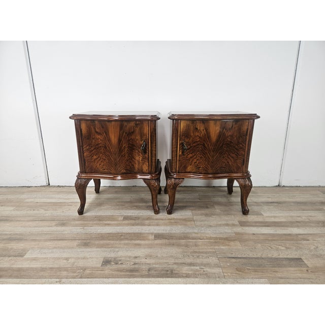 Chippendale Bedside Tables with Curved Doors and Carved Legs, 1950, Set of 2 For Sale - Image 15 of 15