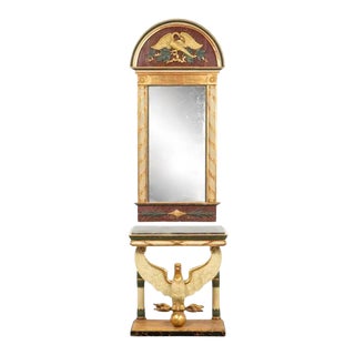 19th Century Swedish Neoclassical Eagle Console and Mirror For Sale