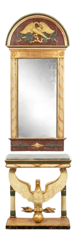 19th Century Swedish Neoclassical Eagle Console and Mirror