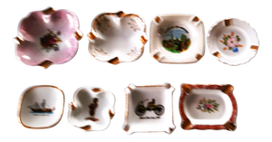 Porcelain Ashtrays, 1950s, Set of 8
