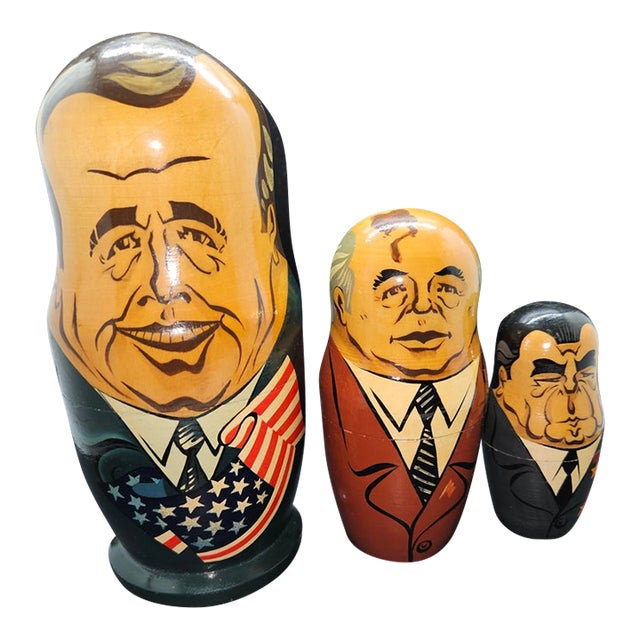 Three (3) Pieces Politician Matryoshka Dolls For Sale