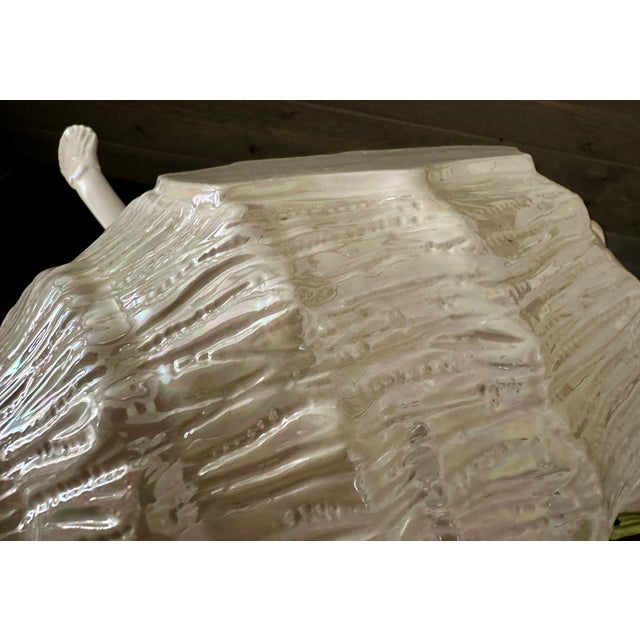 Vintage 1980s Ceramic Conch Shell Soup Tureen Signed by Artist With Lid, Ladle & Serving Plate For Sale - Image 10 of 11