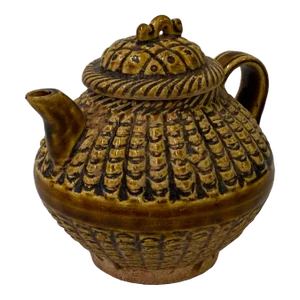Chinese Ware Brown Glaze Pattern Ceramic Jar Vase Display Art