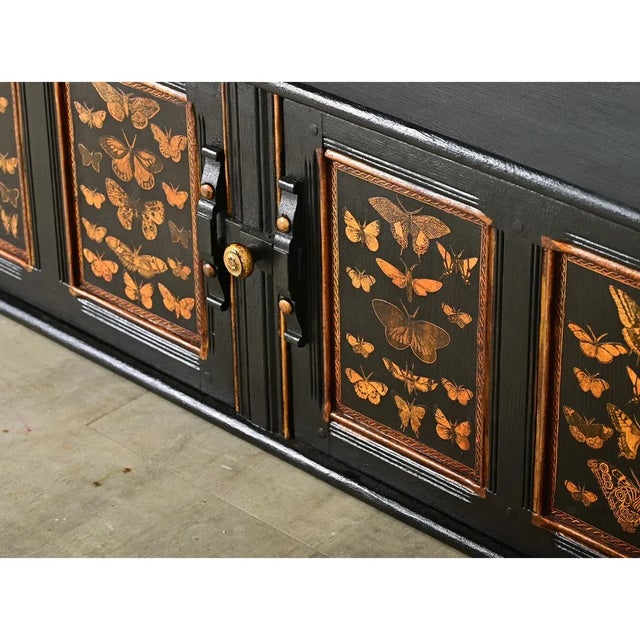 English Vintage Wall Cabinet With Recent Paint & Decoupage For Sale - Image 11 of 12