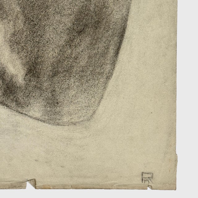 Antique 19th Century French Academic Study of a Greek Bust, Signed (Charcoal on Woven Paper) For Sale In Philadelphia - Image 6 of 8